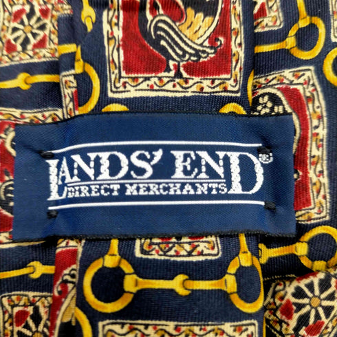 ランズエンド LANDS END スカーフ柄 シルクネクタイ 孔雀 チェーン メンズ