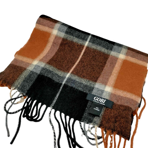 ゴビ GOBI カシミヤ100 Cashmere チェックマフラー メンズ