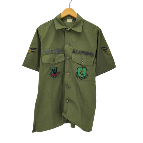 ユーエスアーミー U.S. ARMY 80S UTILITY OG-507 DURABLE PRESS エンブレム 刺繍 S/S ミリタリー シャツ カットオフ 1981年製 メンズ 15 1/2×31