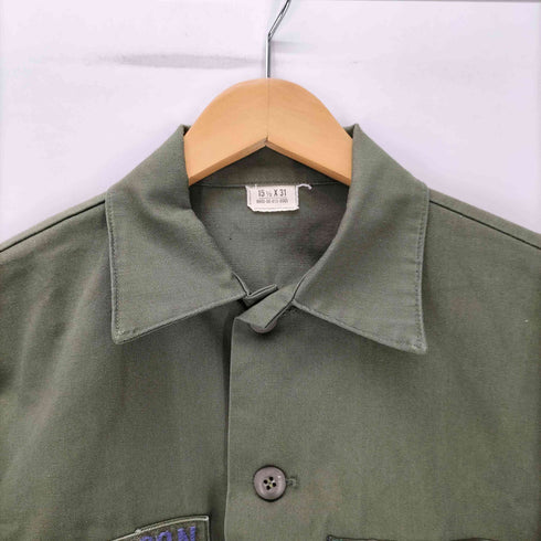 ユーエスアーミー U.S. ARMY 80S UTILITY OG-507 DURABLE PRESS エンブレム 刺繍 S/S ミリタリー シャツ カットオフ 1981年製 メンズ 15 1/2×31