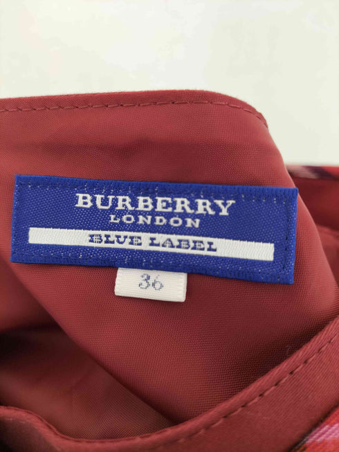 バーバリーブルーレーベル BURBERRY BLUE LABEL ノヴァチェックパイピングデザインベルト サイドスリットスカート レディース 36