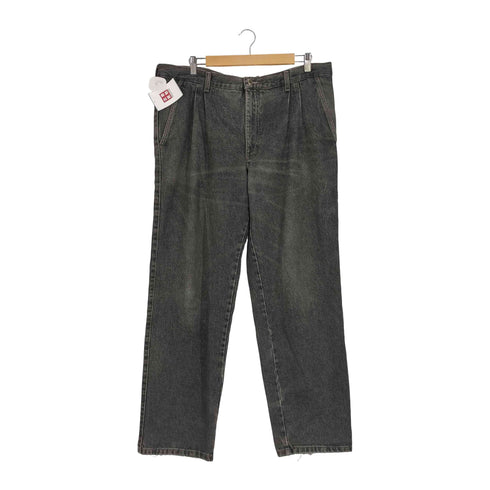 PIONEER authentic jeans 先染めブラック 2タックデニムテーパードパンツ メンズ
