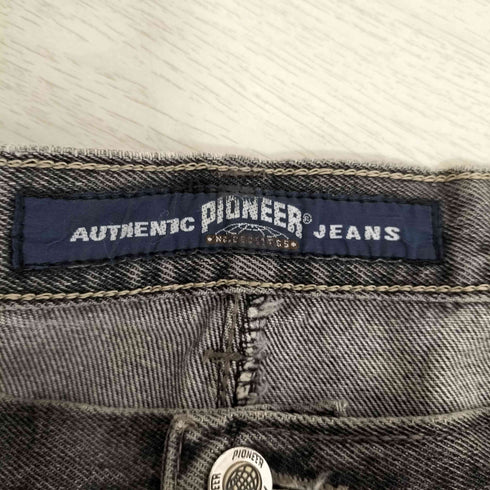 PIONEER authentic jeans 先染めブラック 2タックデニムテーパードパンツ メンズ