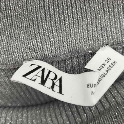 ザラ ZARA メタリックニットミディスカート レディース S
