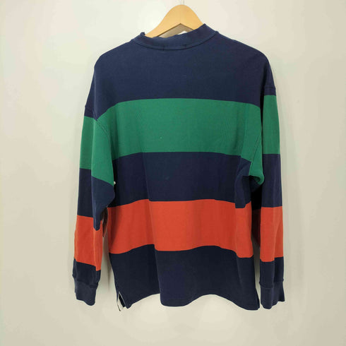 ノーティカ NAUTICA 90S 鹿の子 ヨット刺繍 マルチボーダー モックネック L/S Tシャツ メンズ import:L
