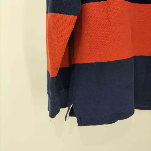 ノーティカ NAUTICA 90S 鹿の子 ヨット刺繍 マルチボーダー モックネック L/S Tシャツ メンズ import:L