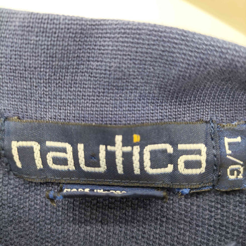 ノーティカ NAUTICA 90S 鹿の子 ヨット刺繍 マルチボーダー モックネック L/S Tシャツ メンズ import:L