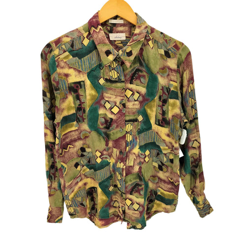 SILK MARBERRY 総柄 レギュラーカラー シルク シャツ レディース