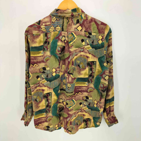 SILK MARBERRY 総柄 レギュラーカラー シルク シャツ レディース