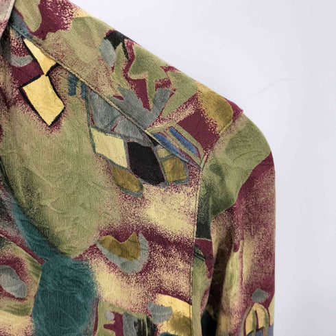 SILK MARBERRY 総柄 レギュラーカラー シルク シャツ レディース