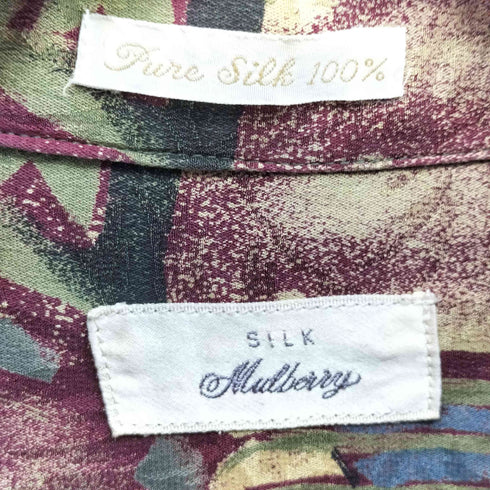 SILK MARBERRY 総柄 レギュラーカラー シルク シャツ レディース