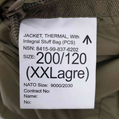 ブリティッシュアーミー BRITISH ARMY イギリス軍 PCS Thermal Jacket/ジャケット メンズ JPN:XXL