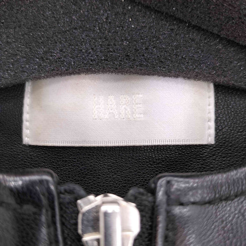 ハレ HARE ノーカラー ラムレザー ジャケット レディース JPN:M