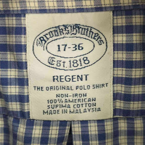 ブルックスブラザーズ BROOKS BROTHERS マレーシア製 チェック柄ボタンダウンシャツ メンズ US:36