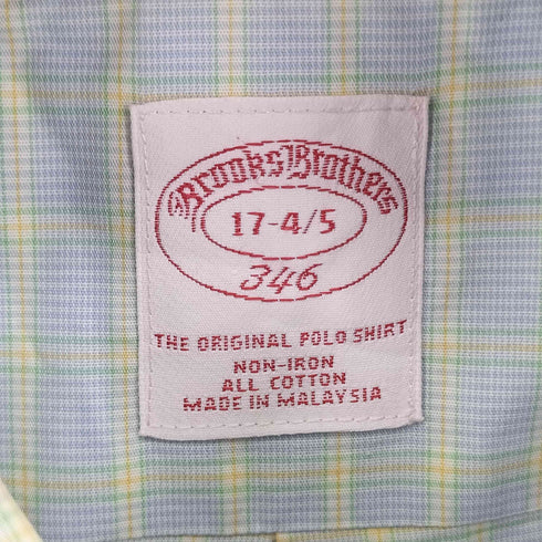 ブルックスブラザーズ BROOKS BROTHERS マレーシア製 チェック柄ボタンダウンシャツ メンズ US:36