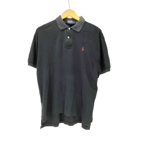 ポロバイラルフローレン Polo by RALPH LAUREN ポニー 刺繍 リブ ポロ シャツ 裾スリット アシンメトリー メンズ import:M