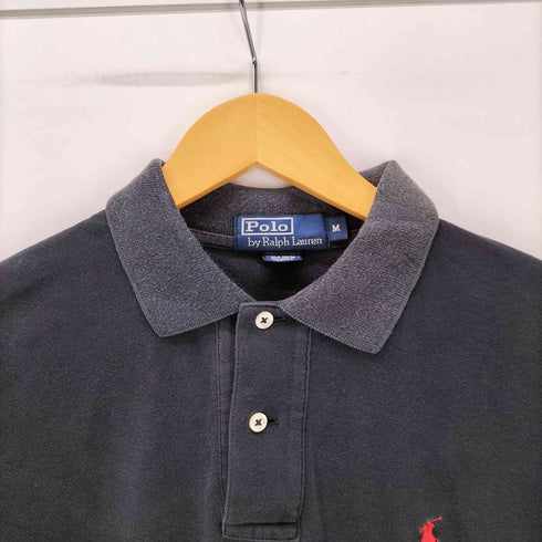 ポロバイラルフローレン Polo by RALPH LAUREN ポニー 刺繍 リブ ポロ シャツ 裾スリット アシンメトリー メンズ import:M