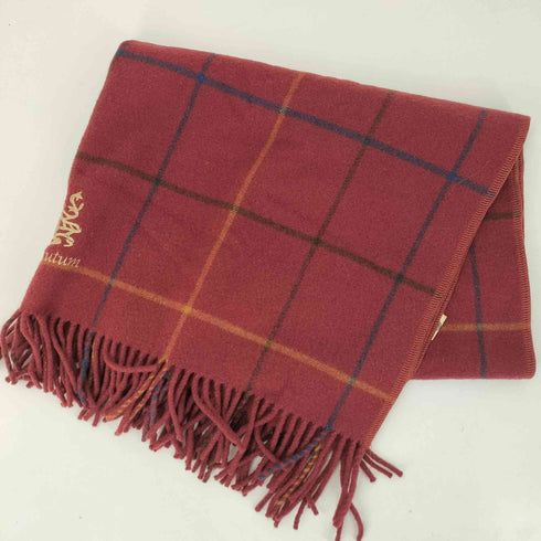 アクアスキュータム AQUASCUTUM ロゴ 刺繍 大判 ウール フリンジ マフラー メンズ 70×130cm