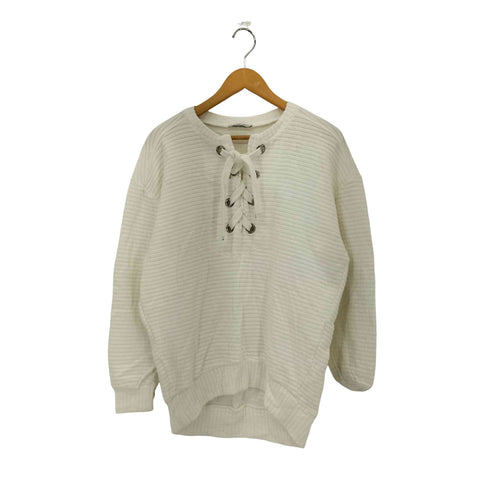 ザラ ZARA レースアップ スウェット トレーナー レディース M