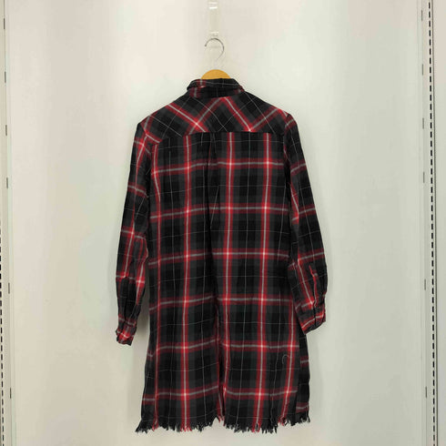 スタッズデザイン チェック柄 ロングシャツ PUNK レディース