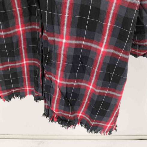 スタッズデザイン チェック柄 ロングシャツ PUNK レディース