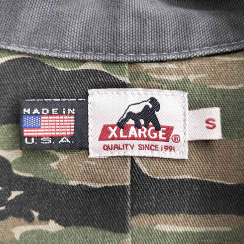 エクストララージ XLARGE 90S USA製 ダック地 比翼ジャケット 裏地カモ柄 メンズ import:S
