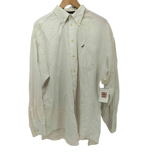 ノーティカ NAUTICA vintage oxford ロゴ刺繍 ボタンダウン L/S シャツ メンズ 34/35