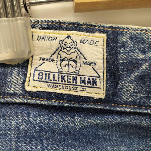 ウエアハウス WAREHOUSE BILLIKEN MAN ビリケンマン ロゴ パッチ ドーナツボタン 5ポケット ボタンフライ デニム パンツ 赤耳 カットオフ メンズ 33