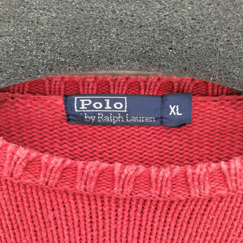 ポロバイラルフローレン Polo by RALPH LAUREN 90s ワンポイントポニー刺繍 コットンニット クルーネック セーター メンズ XL