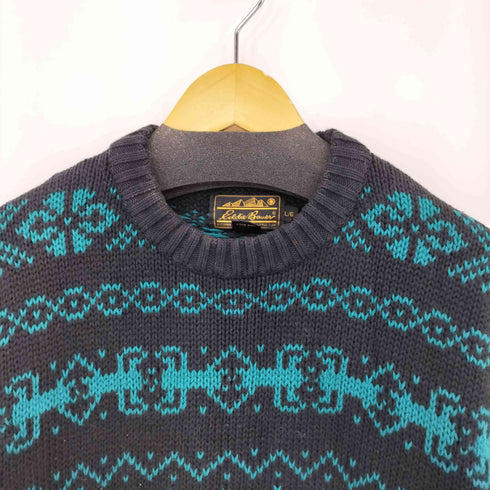エディーバウアー Eddie Bauer 70-80s UK製 ノルディック柄 コットンニット セーター メンズ L