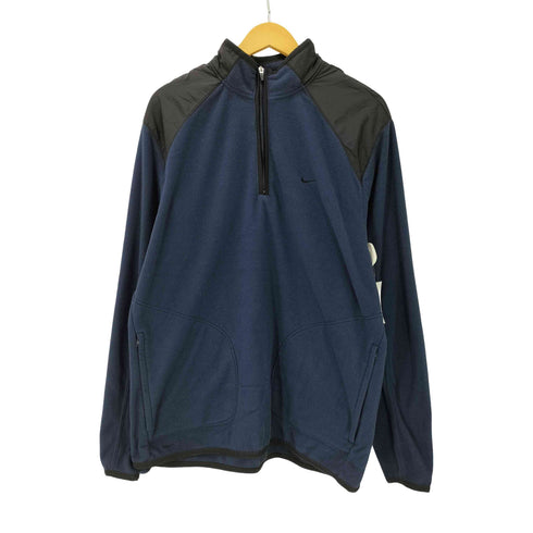 ナイキ NIKE 00S グレータグ スウッシュ ロゴ ナイロン 異素材切替 ハーフジップ フリース プルオーバー Dステッチ ポケット メンズ import:XL