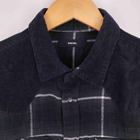 ディーゼル DIESEL コーデュロイ切替 スナップボタン チェック シャツ メンズ import:M