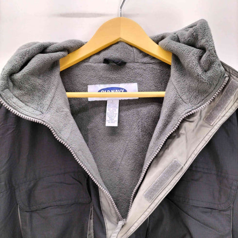 オールドネイビー OLD NAVY 90S 3Dポケット リップストップ ハーフジップ プルオーバー アノラック ジャケット 裏地フリース メンズ import:L