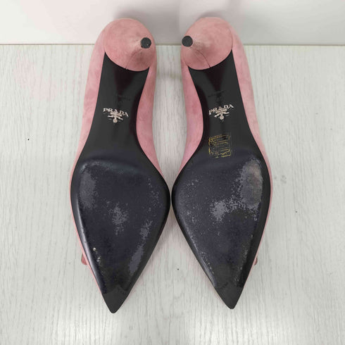 プラダ PRADA camoscio jewels ポインテッドトゥ スエード ビジュー ピンヒール パンプス レディース 40