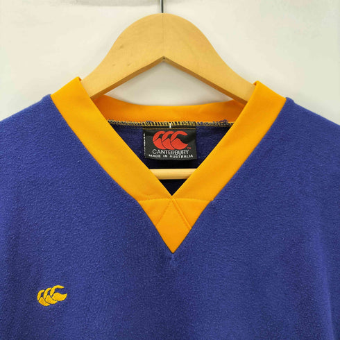 カンタベリー CANTERBURY 90S オーストラリア製 Vネック ボーダー カットソー ラガーシャツ 七分袖 メンズ import:M