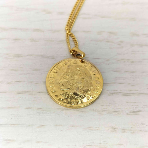 CINCUENTA CENTAVOS メキシコ 50センターボ 純銀刻印 軍票 コインネックレス メンズ