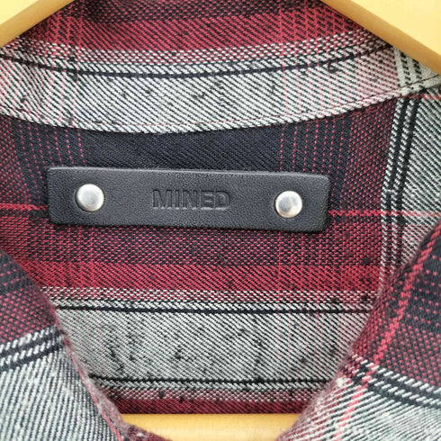 マインデニム MINEDENIM ピリング加工 オープンカラー オンブレチェック 長袖シャツ メンズ 2