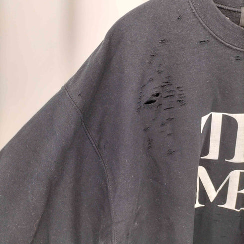デラックス DELUXE × THE MET MET LOGO CREW メットロゴ ダメージ加工 クルーネックスウェットトレーナー メンズ L