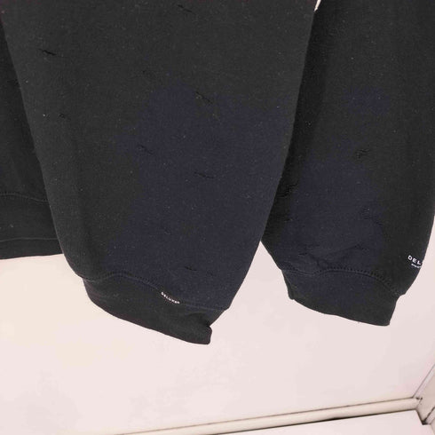 デラックス DELUXE × THE MET MET LOGO CREW メットロゴ ダメージ加工 クルーネックスウェットトレーナー メンズ L