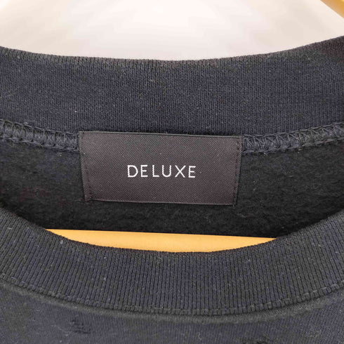 デラックス DELUXE × THE MET MET LOGO CREW メットロゴ ダメージ加工 クルーネックスウェットトレーナー メンズ L