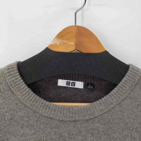 ユニクロユー UNIQLO U バイカラーラムクルーネックセーター メンズ JPN:L