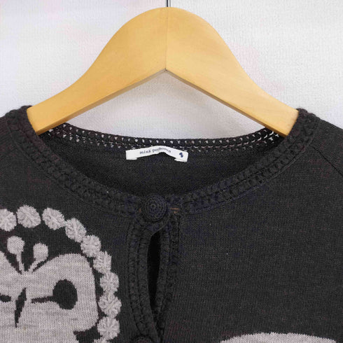 ミナペルホネン mina perhonen 両面刺繍 ジャガード ウール ニット カーディガン レディース JPN:36