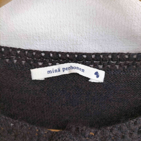ミナペルホネン mina perhonen 両面刺繍 ジャガード ウール ニット カーディガン レディース JPN:36