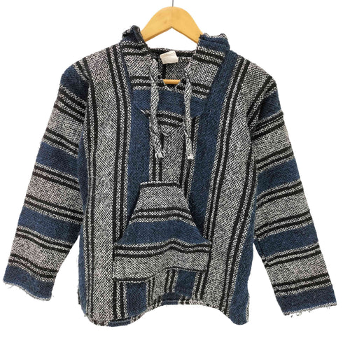 VEL-MEX メキシコ製 モノクロ ストライプ メキシカン パーカー レディース import:M