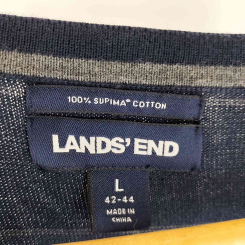 ランズエンド LANDS END SUPIMA COTTON スーピマコットン グラフチェック ニット カットソー メンズ import:L