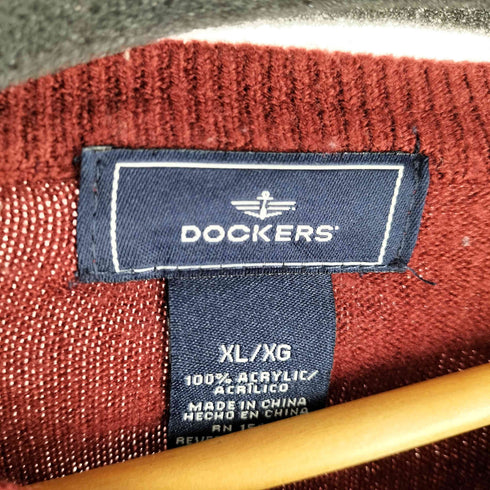 ドッカーズ DOCKERS 凹凸 アーガイル柄 Vネック アクリル ニット セーター メンズ import:XL