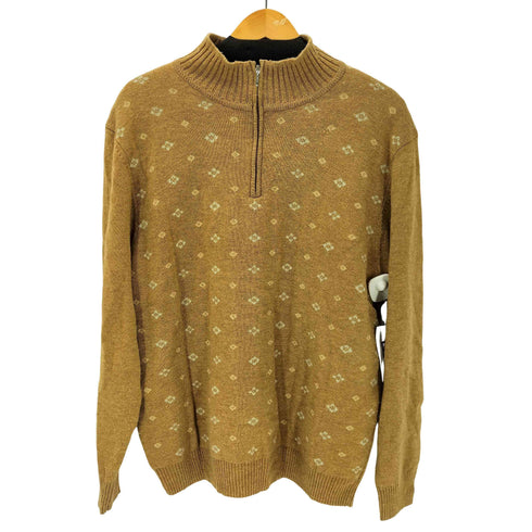 ジョスエーバンク Jos A Bank 00S LAMBS WOOL ラムウール ナイロン 花柄 ハーフジップ ニット セーター メンズ import:L