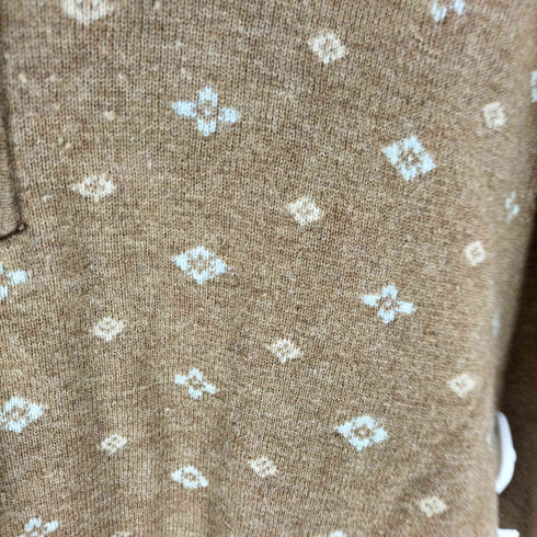 ジョスエーバンク Jos A Bank 00S LAMBS WOOL ラムウール ナイロン 花柄 ハーフジップ ニット セーター メンズ import:L