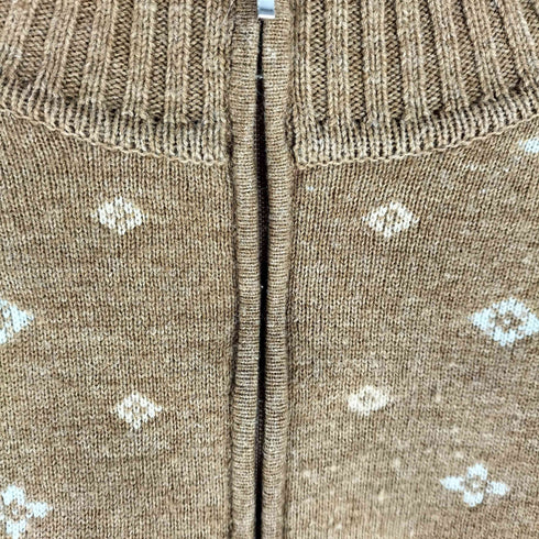 ジョスエーバンク Jos A Bank 00S LAMBS WOOL ラムウール ナイロン 花柄 ハーフジップ ニット セーター メンズ import:L