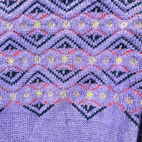 90S meister ネイティブ柄 切替 アクリル ウール ニット セーター ロングリブ メンズ import:L